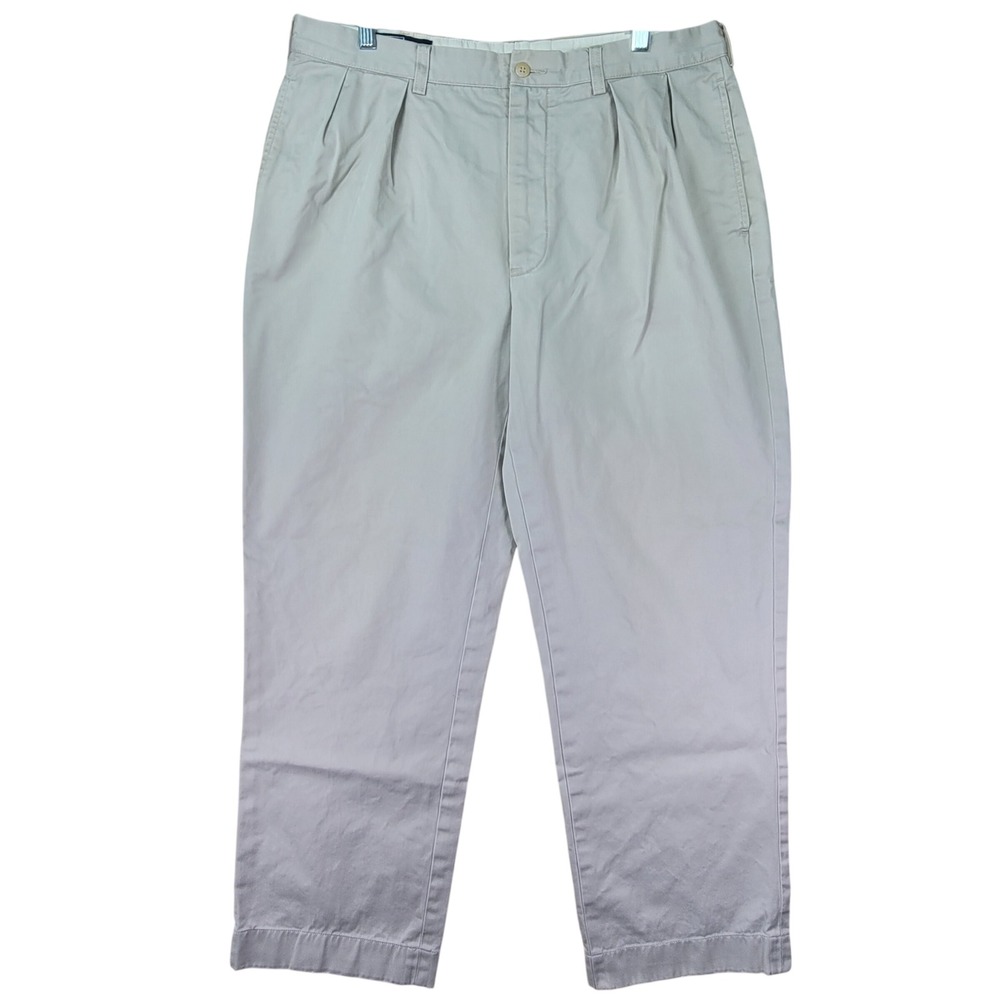 Polo Ralph Lauren Andrew Pant Mens 35x28.5 Tan Double Pleated Chino Vintage 90's